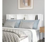 KTHLBRH Testiera con Scomparti Bianca in Legno Multistrato 180x18,5x104,5 cm per Camera da Letto, 3 Scomparti Superiori per Organizzazione, Struttura Robusta e Stabile, Ideale