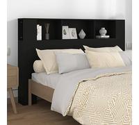 KTHLBRH Testiera con Scomparti Nera 160x18,5x104,5 cm in Legno Multistrato Robusto per Camera da Letto, Design Contemporaneo con 5 Scomparti Superiori per Organizzazione, Ideale