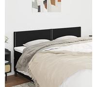 KTHLBRH Testiera Letto 2 Pezzi Nero Tessuto 100x5x78/88 cm Design Classico con Gambe in Legno Massello Regolabile in Altezza per Supporto Schiena e Stabilità Strutturale Ideale