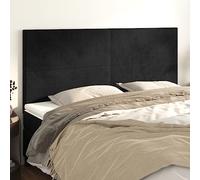 KTHLBRH Testiera Letto 4 Pezzi in Velluto Nero Classica Design Elegante con Gambe in Legno Robuste e Altezza Regolabile per Supporto Schiena e Comfort Morbido Tessuto Lussuoso