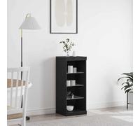 KTHLBRH Vetrina rovere nero credenza moderna con luci a LED e ampio stoccaggio, ideale per organizzare e decorare la tua casa. 41 x 37 x 100 cm compensato