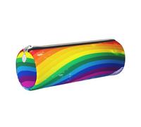 KTHSNSKL Astuccio in pelle con cerniera, portapenne estetico arcobaleno, per donne e uomini, realizzato a mano, multifunzionale, da viaggio, per il lavoro, l'ufficio, gli attrezzi, Argento, Taglia