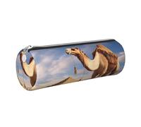 KTHSNSKL Astuccio in pelle con cerniera, portapenne estetico color cammello, per donne e uomini, realizzato a mano, multifunzionale, da viaggio, per il lavoro, l'ufficio, gli attrezzi, Argento, Taglia