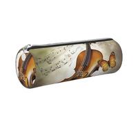 KTHSNSKL Astuccio in pelle con cerniera, portapenne estetico con farfalla e violoncello, per donne e uomini, realizzato a mano, multifunzionale, da viaggio, per il lavoro, l'ufficio, Argento, Taglia