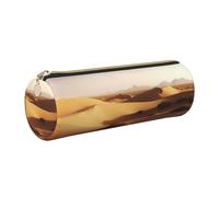 KTHSNSKL Astuccio in pelle con cerniera, portapenne estetico con paesaggio desertico, per donne e uomini, realizzato a mano, multifunzionale, da viaggio, per cosmetici, da lavoro, ufficio, Oro, Taglia