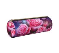 KTHSNSKL Astuccio in pelle con cerniera, portapenne estetico con rose e farfalle, per donne e uomini, realizzato a mano, multifunzionale, da viaggio, per cosmetici, per lavoro, ufficio, Oro, Taglia