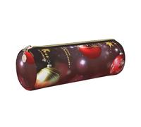 KTHSNSKL Astuccio in pelle con cerniera, portapenne estetico con scritta Merry Christmas, per donne e uomini, realizzato a mano, multifunzionale, da viaggio, per il lavoro, l'ufficio, gli attrezzi