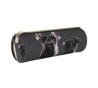 KTHSNSKL Astuccio in pelle con cerniera, portapenne estetico con simpatico cane schnauzer, per donne e uomini, realizzato a mano, multifunzionale, da viaggio, per cosmetici, per lavoro, ufficio, Oro