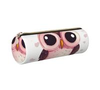 KTHSNSKL Astuccio in pelle con cerniera, portapenne estetico con simpatico gufo, per donne e uomini, realizzato a mano, multifunzionale, da viaggio, per cosmetici, per lavoro, ufficio, Oro, Taglia