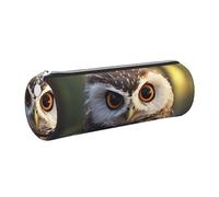 KTHSNSKL Astuccio in pelle con cerniera, portapenne estetico con simpatico gufo, per donne e uomini, realizzato a mano, multifunzionale, da viaggio, per cosmetici, da lavoro, ufficio, porta attrezzi