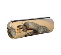 KTHSNSKL Astuccio in pelle con cerniera, portapenne estetico con tartarughe sulla spiaggia, astuccio per donne e uomini, realizzato a mano, multifunzionale, da viaggio, per cosmetici, da lavoro