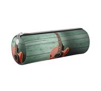 KTHSNSKL Astuccio in pelle con cerniera, portapenne estetico, grazioso astuccio per chitarra, per donne e uomini, realizzato a mano, multifunzionale, da viaggio, per cosmetici, per lavoro, ufficio