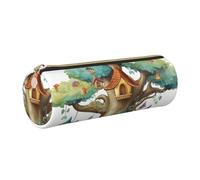 KTHSNSKL Astuccio in pelle con cerniera, portapenne estetico, grazioso astuccio per donne e uomini, realizzato a mano, multifunzionale, da viaggio, per cosmetici, lavoro, ufficio, Oro, Taglia unica