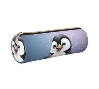 KTHSNSKL Astuccio in pelle con cerniera, portapenne estetico "I Love Penguins", per donne e uomini, realizzato a mano, multifunzionale, da viaggio, per cosmetici, da lavoro, ufficio, Oro, Taglia unica