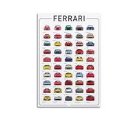 KTIN Poster decorativo da parete a tema anime con supercar Ferrari, adatto a tutti i modelli di auto da corsa, poster decorativo su tela, stampa moderna, per camera da letto, per camera da letto, 50 x