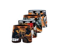 KTM by Freegun Boxer Uomo, Mutande Uomo microfibra, traspirante, elasticizzato, set di 4, Arancione, Nero, Grigio, Bianco, Taglie S