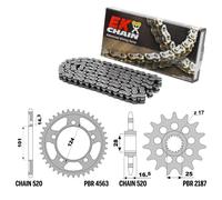 KTM SUPERDUKE R (Mod.520) 990 2008-2009 catena corona pignone kit 520 PBR EK2...
