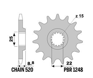 KTM SX 150 2015-2017 pignone PBR passo 520 14 Denti