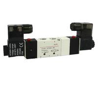 KTMBOHU Elettrovalvola pneumatica 5/3 5 Vie 3 Posizioni 1/4" BSP 4V230C-08 Doppia Bobina Centro Chiuso Luce LED 12v 24v 110v 220v(AC220V)