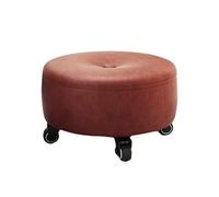 KTREZ Sgabello rotondo basso in pelle PU, con sedile a rullo, moderno, girevole a 360°, con ruote girevoli universali, poggiapiedi per casa, ufficio, garage, negozio, fitness, sport, vino rosso