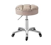 Ktrezs Grey Deluxe Round Regolable High Rolling Sgabri Rotola Elastica Sedile In Schiuma Super Morbida Con Base In Lega Di Alluminio Per Sgabello Da Massaggio Facciale Spa Beige