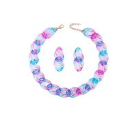 Ktrezs Orecchini per collana a collegamento a catena impostati per donna Acrilico Colora colorata chiara Collana grossa Collana Gradiente Colore esagerato Colore esagerato purple