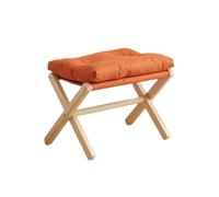 Ktrezs Pieno Pieghevole Resto Per Il Divano, Sgabello Imbottito Con Spesso Cuscino Di Cotone, Piccolo Poggiapiedi Pouf Pieghevole Con Gambe X, Sotto La Scrivania Sgabello D orange