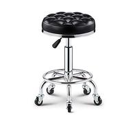 Ktrezs Round Salon Sgabello Rolling Stool Con Ruote Spessore Soft Cuscino Spa Bar Sgabello Per Negozio Chitarra Lab Tattoo Workbench Medico, Sedia Girevole Regolabile black