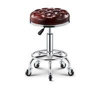 Ktrezs Round Salon Sgabello Rolling Stool Con Ruote Spessore Soft Cuscino Spa Bar Sgabello Per Negozio Chitarra Lab Tattoo Workbench Medico, Sedia Girevole Regolabile brown