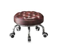 Ktrezs Sedile a Rulli Moderni In Pelle In Pelle Bassa Rotola Rotonda Sgabello a 360 ° Sgabello Girevole Con Sgabello a Footine Per Caster Universali Per Manicure, Meccanico Brown