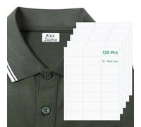KTRIO 120 etichette con nome per vestiti, 15,2 x 31 mm, impermeabili, bianche, etichette per abbigliamento, senza stirare, non cucire, etichette adesive per uniformi scolastiche, asilo nido e altro