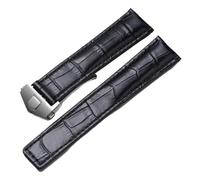 KTRSAVSSA Cinturino in pelle da 19 mm, 20 mm e 22 mm compatibile con orologio Tag Heuer Carrera Monaco, cinturino for orologio da polso nero e marrone.(Black-silver,19mm)