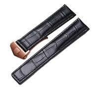 KTRSAVSSA Cinturino in pelle da 19 mm, 20 mm e 22 mm compatibile con orologio Tag Heuer Carrera Monaco, cinturino for orologio da polso nero e marrone.(Black-rosegold,19mm)