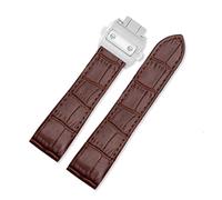 KTRSAVSSA Cinturino in pelle impermeabile compatibile con Cartier Santos 100 da uomo e da donna con fibbia pieghevole, 20 mm e 23 mm.(Brown-Silver Buckle,20mm)