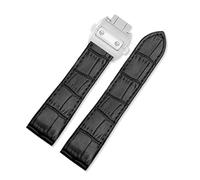 KTRSAVSSA Cinturino in pelle impermeabile compatibile con Cartier Santos 100 da uomo e da donna con fibbia pieghevole, 20 mm e 23 mm.(Black-Silver Buckle,20mm)