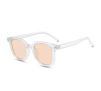 KTUCN Occhiali da sole alla moda da donna, lenti trasparenti color oceano, UV400, da uomo, stile retrò, con rivetti, decorazione arancione e rosa, champagne trasparente, A