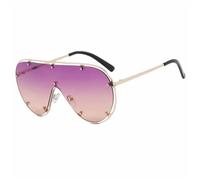 KTUCN Occhiali da sole da donna con montatura in metallo, con decorazione a rivetto, da uomo, per l'estate, per la guida, i viaggi, le feste, UV400, viola sfumato, A