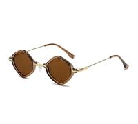 KTUCN Occhiali da sole da donna retrò con piccoli poligoni, lenti sfumate trasparenti, stile oceano, UV400, occhiali da sole punk di tendenza da uomo, Tea tea, A