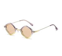 KTUCN Occhiali da sole da donna retrò con piccoli poligoni, lenti sfumate trasparenti, stile oceano, UV400, occhiali da sole punk di tendenza da uomo, viola champagne, A