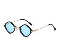 KTUCN Occhiali da sole da donna retrò con piccoli poligoni, lenti sfumate trasparenti, UV400, occhiali da sole punk da uomo, neri e blu, A