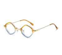 KTUCN Occhiali da sole da donna retrò con piccoli poligoni, lenti sfumate trasparenti, UV400, occhiali da sole punk di tendenza da uomo, arancioni, blu trasparenti, A