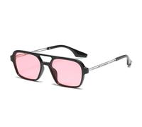 KTUCN Occhiali da sole da donna Retro Double Bridges, alla moda, con lenti sfumate rosa, modello Hollow Leopar di tendenza.