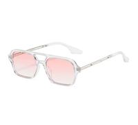 KTUCN Occhiali da sole da donna Retro Double Bridges, alla moda, con lenti sfumate rosa, modello Hollow Leopar di tendenza.