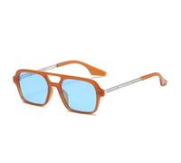 KTUCN Occhiali da sole da donna Retro Double Bridges, alla moda, con lenti sfumate rosa, modello Hollow Leopar di tendenza.