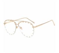 KTUCN Occhiali da sole da donna Rivet, stile retrò, senza montatura, da uomo, per esterni, da viaggio, da donna, lenti UV400, oro trasparente, A