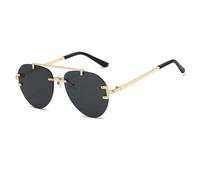 KTUCN Occhiali da sole in metallo senza montatura da donna, da uomo, vintage, alla moda, occhiali da sole per esterni, da guid