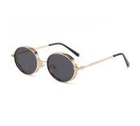 KTUCN Occhiali da sole ovali alla moda da uomo e da donna, stile punk, con lenti sfumate, stile retrò, in metallo, occhiali da sole da guida, occhiali da sole UV400,6, BH01