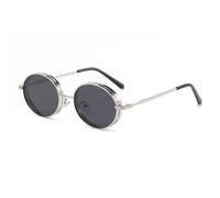 KTUCN Occhiali da sole ovali alla moda da uomo e da donna, stile punk, con lenti sfumate, stile retrò, in metallo, occhiali da sole da guida, UV400, 10, BH01