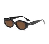 KTUCN Occhiali da sole ovali colorati per uomo e donna, casual, alla moda, da viaggio, UV400, neri e marroni, B