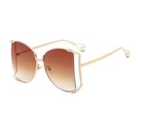 KTUCN Occhiali da sole oversize con protezione UV, per riprese in strada, alla moda, con design a perle, occhiali da sole colo